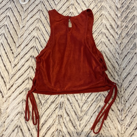 Faux Suede Crop Top - Picture 1 of 8